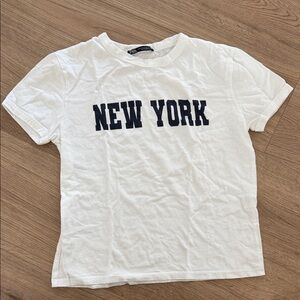 Zara White "NEW YORK" Graphic Tee